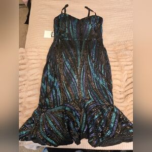 Sparkly Blue and Black Mermaid Dress